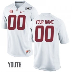 NCAA Youth Alabama Crimson Tide #00 Custom Stitched College Playoff Embroidered Nike Authentic White Football Jersey MI17G81VG